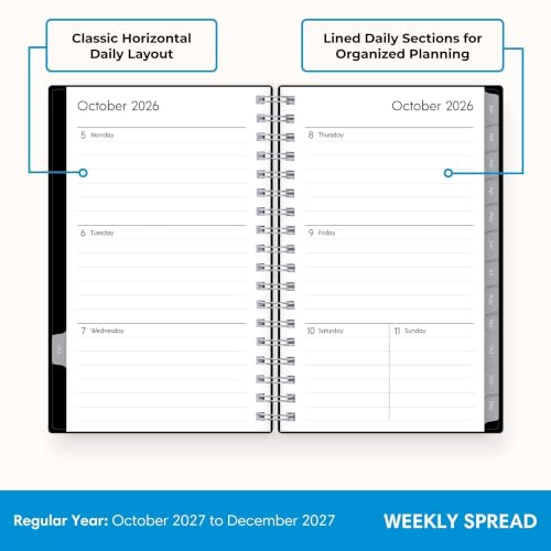 Image of Blue Sky 2027 15-Month Weekly and Monthly Mini Planner Calendar, Includes October 2026 - December 2027, 3.625 inch x 6.125 inch, Flexible Cover, Wirebound, Laminated Tabs, Enterprise (Pack of 2)