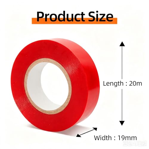 Image of QILIMA Electrical Tape 10 Pack 3 /4-Inch by 60 Feet,Lead-Free Flame Retardant Electrical Tape, Adhesive for General Home Vehicle Auto Car Power Circuit Wiring Red (130mic)