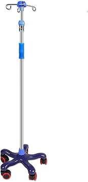 IV Stand with Wheels 4 Hooks Adjustable IV Poles Adjustable Height Rolling IV Bag Holder Lightweight IV Poles