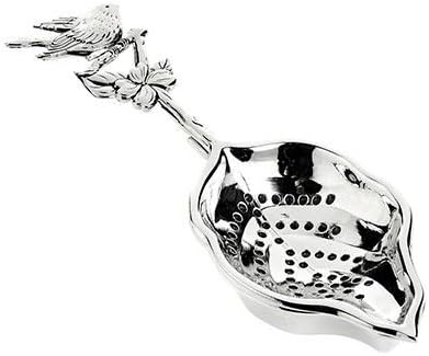Silver Plated Tea Strainer Bird on Leaf Design