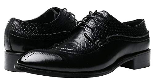 Oxford Shoes Men Brogue Pointed Toe Wingtip Lace-Up Leather Formal Dress Shoes Black 12 Us #TOP5