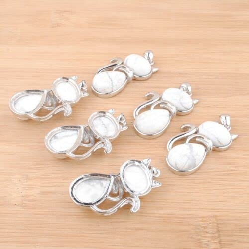 creazione di Gioielli La Collana all'Ingrosso dei Pendenti del Gatto del Turchese Bianco di Pietra Naturale dei Lotti 6pcs/Lot for la Fabbricazione dei monili