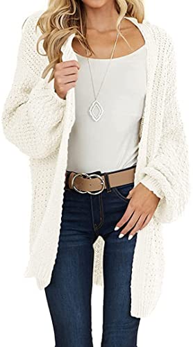 Tekaopuer Cardigan ouvert sur le devant pour femme, pull décontracté en tricot à manches longues, manteau de couleur unie, vêtement d'extérieur léger pour femme, Z-beige., L Cover