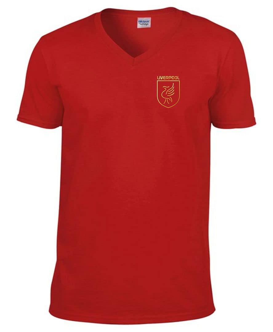 Cyclops Print Liverpool Football LiverBird Crest Design V-Neck T_Shirt Mens RED Medium