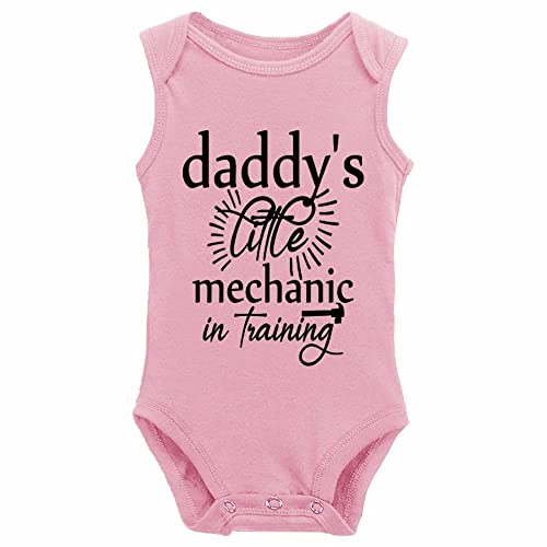 Image of YCICIVDee Daddy's Little Mechanic Baby Short Sleeve Bodysuits Pajamas Newborn Sleepers Girl and Boy Clothes