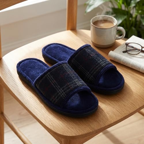 Image of Magtoe House Slippers for Men Open Toe Soft Comfortable Indoor Slip on Mens Slides Sandals Memory Foam for Bedroom Spa Living Room, All Seasons