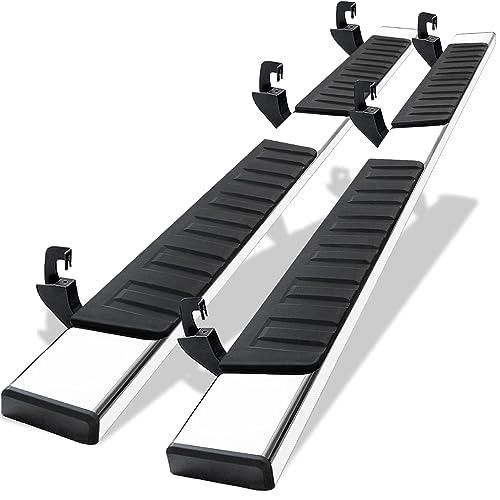 Image of COMNOVA 6 Inches Double Cab Running Boards Compatible with 2007-2018 Chevy Silverado /GMC Sierra 1500 Extended Cab, 2007-2019 Silverado /Sierra 2500HD 3500HD, Stainless Steel Silverado Running Boards.