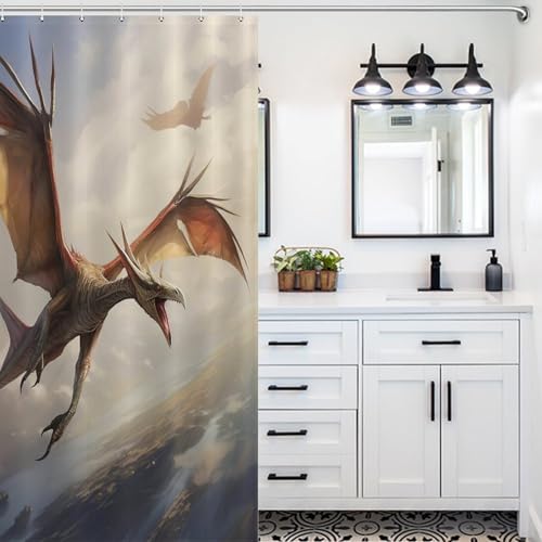 Rideau de douche ptérosaure imperméable en polyester lavable 122x183cm - 5