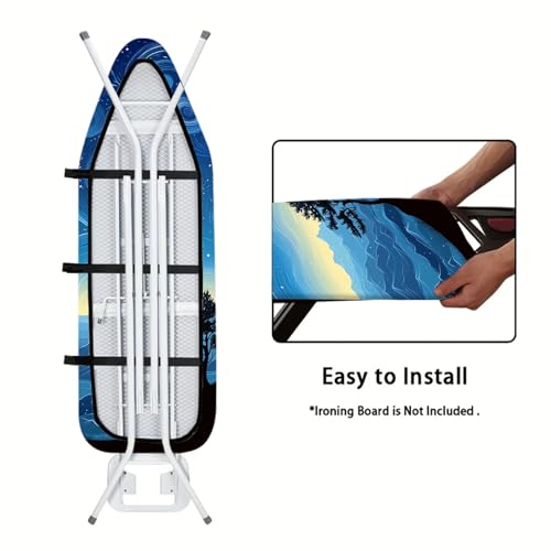 Image of Nuxovilar Starry Sky Mountain Ironing Board Cover 15x54 Polyester | Iron Pad Scorch Guard laundry helper protective board shield home laundry room craft studio (Starry Sky)