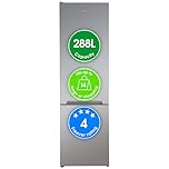 Abode Fridge Freezer Freestanding with Reversible Door, Adjustable Thermostat & Feet, 70/30 288 Litre, 180cm High, LED Light, Silver A180FF541E1S