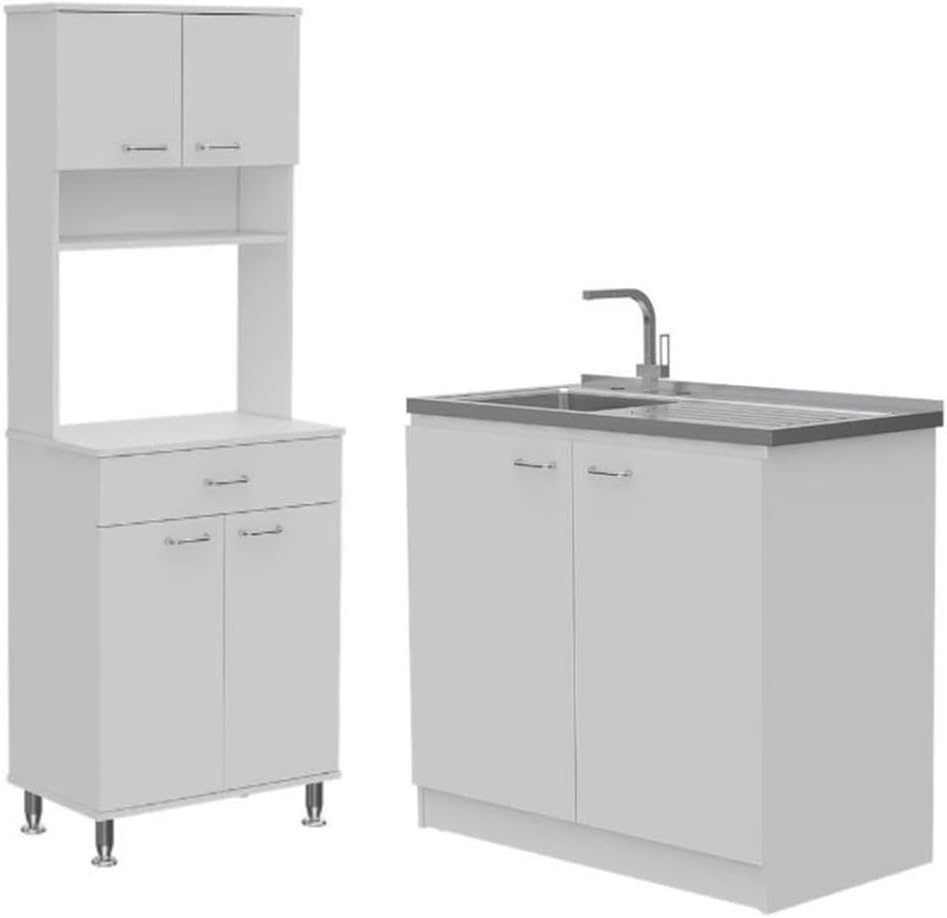Home Square 2-Piece Set with Utility Sink with Cabinet and High Pantry Cabinet