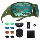 Fishing Glasses Pro Kit - Polarized Sunglasses With 4 Lenses for Clear Visibility in Offshore & Shallow Water - Sunglasses With TR-90 Frame for Ultimate Fishing Performance - Army Green
