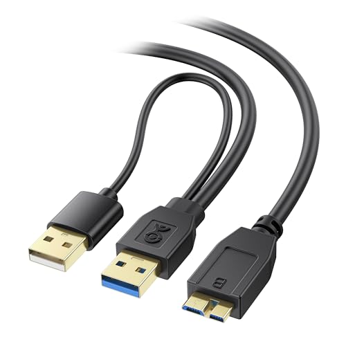 Cable Matters Micro USB 3.0 auf USB Splitterkabel (USB 3.0 Dual Power SuperSpeed Kabel, USB Power Y Kabel) 0,5 m