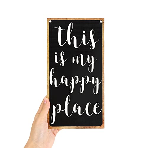 SUPERDANT Wall Hanging Decorative Wood Sign This is My Happy Place Rectangle Wall Decor Art Hanging Wood Plaque for Home Decor 25x13x0.05cm - Image 4