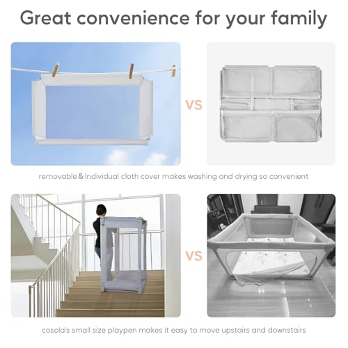 Image of Baby Playpen 47x47 Inch Playpen,Adjustable Playard for Babies and Toddlers,Small Baby Play Pens,Indoor Outdoor Play Yard for Infants with Zipper Door&360Mesh Cloth,Grey
