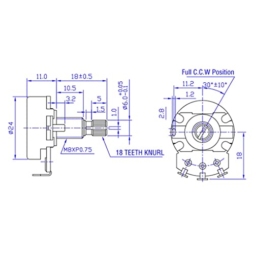 Tbkoly A500K B500K Pot POTENTIOMÈTRE 18mm for Guitare OU Basse - Les Beatles, Paul McCartney, John Lennon, RIngo Starr, George Harrison Tbkoly A500K B500K Pot POTENTIOMÈTRE 18mm for Guitare OU Basse – Image 7