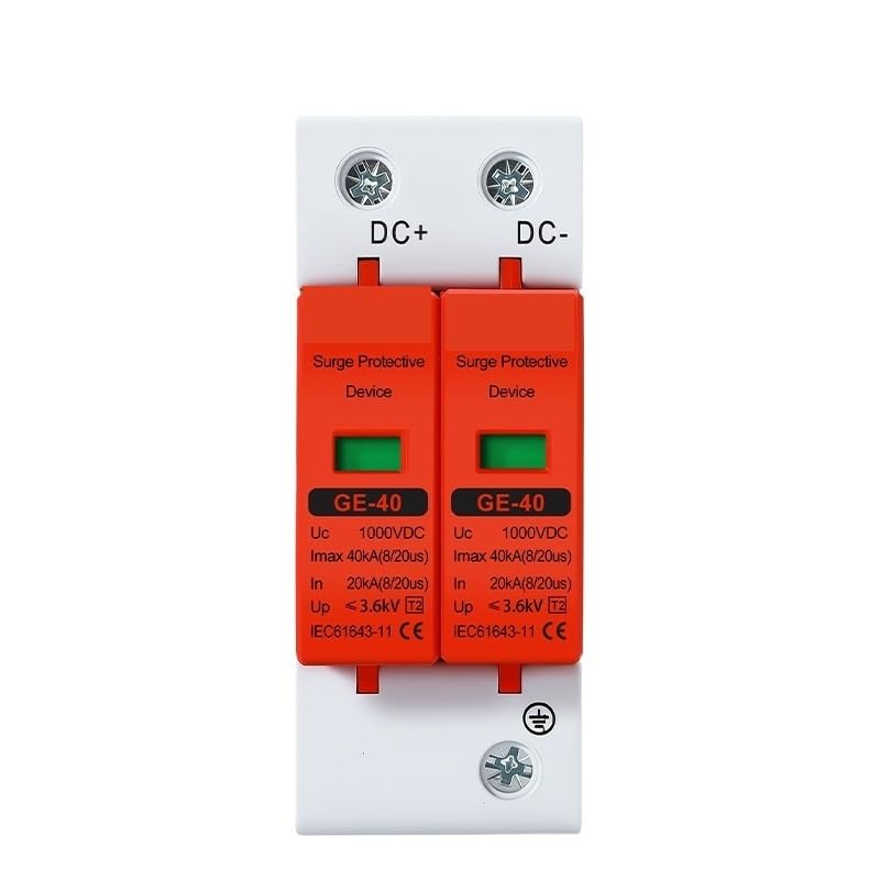 DC SPD 2P 500V 800V 1000V Low Voltage Surge Protector Photovoltaic Lightning Protection with 20KA-40KA Current Rating(1000V)