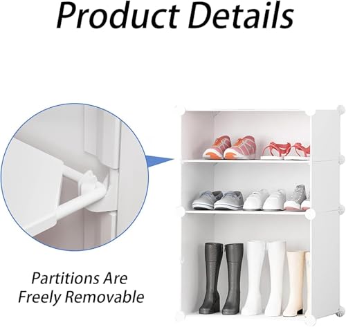 Image of CoolLeaf Plastic Wardrobe for Bedroom, 10-Shelf Kids Cupboard for Bedroom with Soft PP Cubes and Hanging Hook, Almirah Plastic Storage Baby Clothes /Toys /Books /Sheets, White