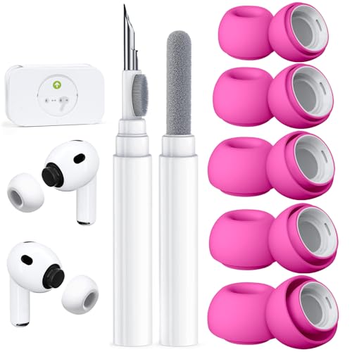 Image of 5 Pairs Replacement Ear Tips for AirPods Pro 3 (Rose red) | (5 Size XXS /XS /S /M /L )Silicone Ear Tips with Cleaner kit,Noise Reduction Holewith & Built-in dust Guard Screen