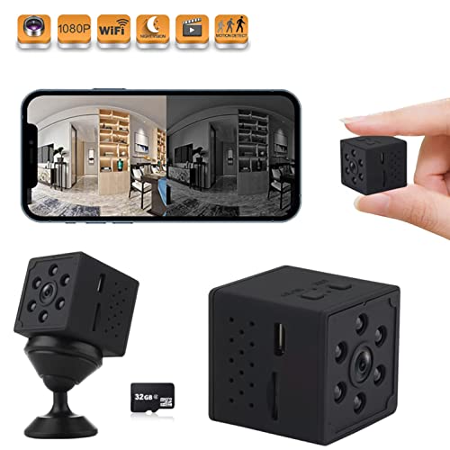 NF ROADTOLOVE Caméra espion HD 1080P Mini WiFi cachée pour voir sur le mobile, intérieur micro caméras de surveillance longue durée Spy CAM avec vision nocturne détection mouvement, Noir Mat, (x6) Cover