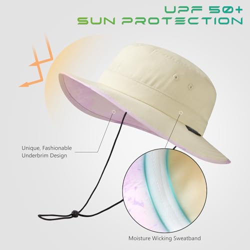 Image of UPF 50+ Foldable Sun Hat Patterned Under Brim Bucket Hats for Summer Hiking Fishing Beach Safari Men Women