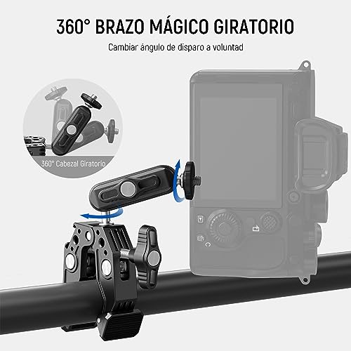 Image of NEEWER Super Clamp with 3 inch Dual Ballhead Magic Arm, Cold Shoe, 1 /4 inch Threads, Phone /Action Camera Mount Adapter for Desk Tripod Tube Crossbar Gimbal Rods Compatible with SmallRig GoPro DJI, ST83