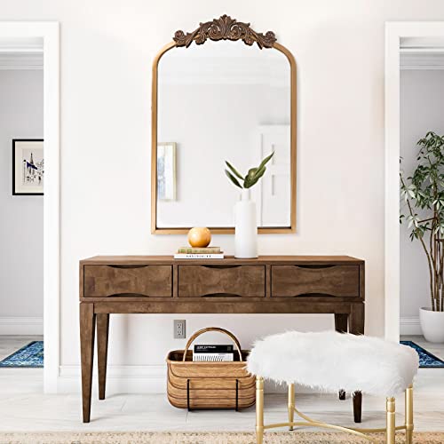 Seekelegant Gold Arched Mirror, 24"X36" Arch Mirror With Metal Frame, Arendahl Traditional Arched Mirror For Wall, Antique Decorative Wall Mirror For Bathroom, Vanity, Entryway #TOP5