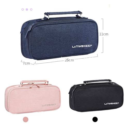 Image of WYCY Pencil Case Canvas Pencil Pouch Big Capacity Organizer with Compartmens Multifunctional Pen Box with Zipper (Pink)
