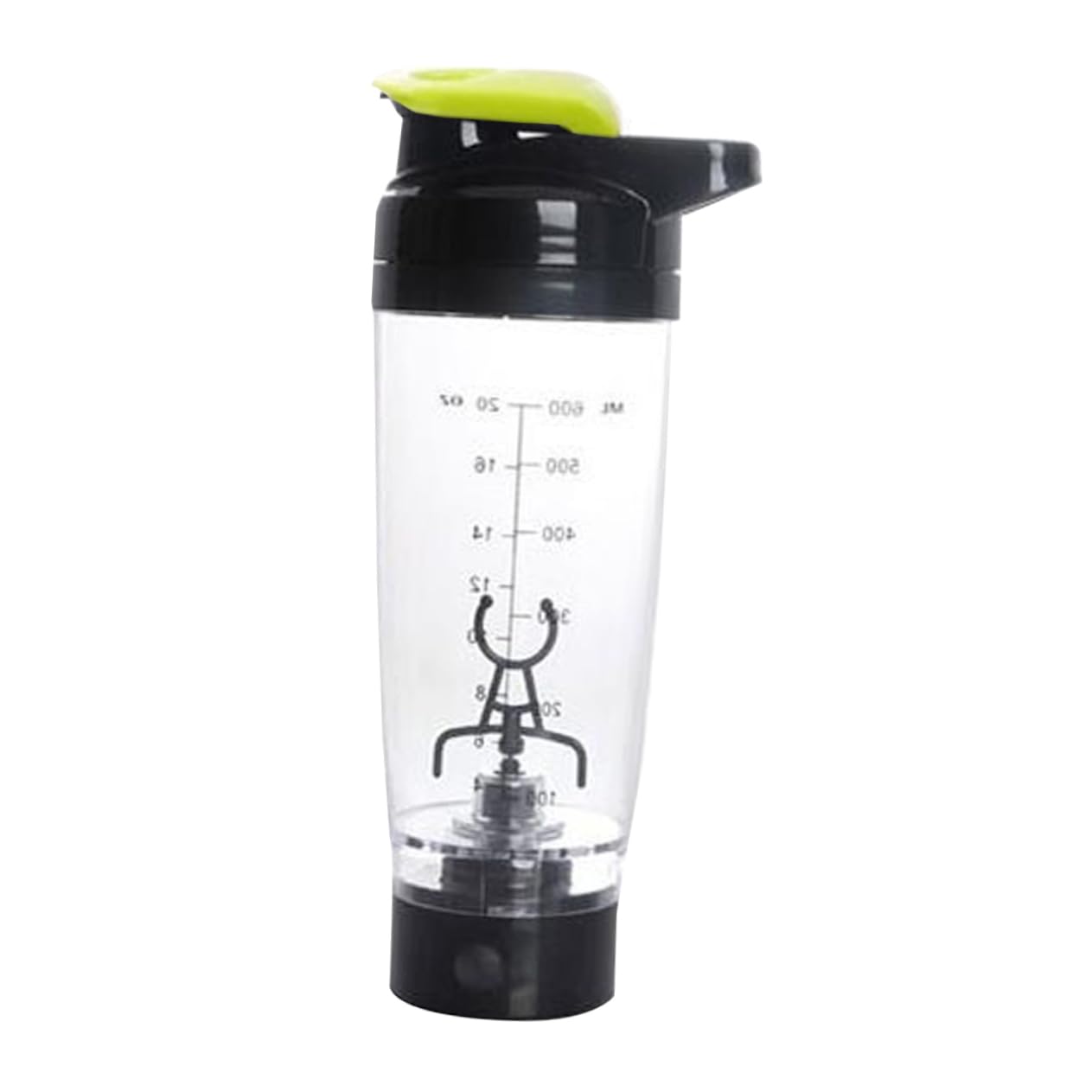 Cabilock Borraccia Shaker Elettrico 600ml in Pp Verde Miscelatore a Batteria Anti-graffio per Frullati Proteici Portatile per Sport e Palestra