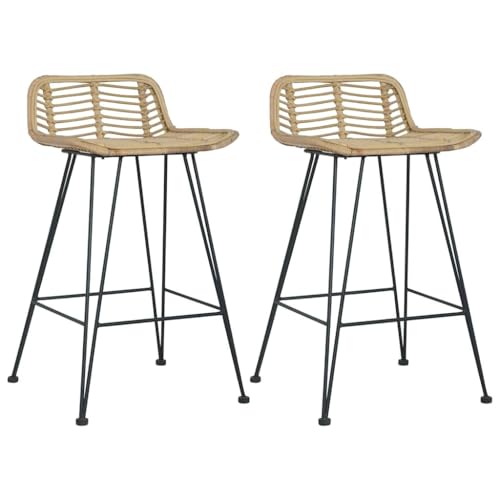Tabouret de bar en rotin lot de 2 chaise haute de cuisine