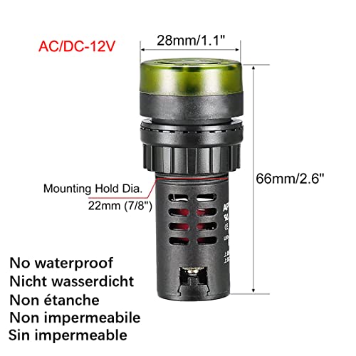 GUUZI 6pcs AC DC 12V 22mm LED Flash Indicatore di