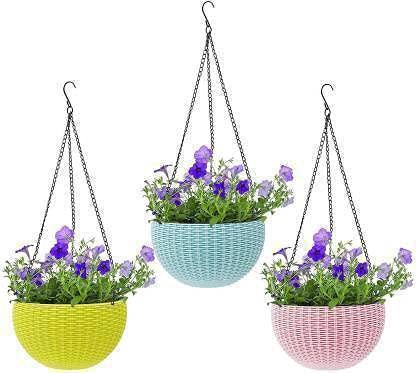 PlantaZee Hanging Baskets Waven Flower Pot with Hanging Chain for Houseplants Garden Balcony Decoration Plant Container Set Plant Container Set Pack of 3 Plastic Pot (B09MLP73RV) Amazon Price History, Amazon Price Tracker