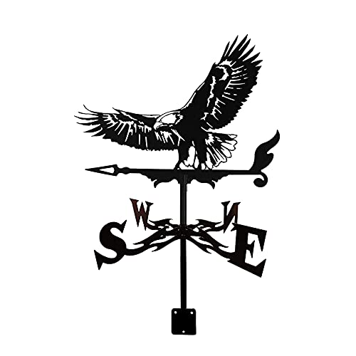 HJCKJSMEOU Veleta de Acero Inoxidable con indicador de dirección del Viento, Veleta Negra Satinada para jardín, Patio o decoración (Color: Águila Calva Volando)