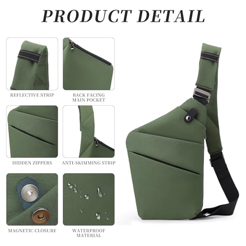 Image of Anti Theft Crossbody Bag,Sling Bag for Women Men,Multi-pocket Chest Shoulder Bag for Travel, Sport, Work