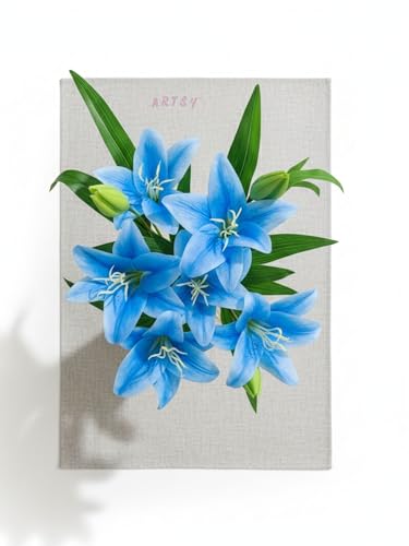 Image of ARTSY Artificial Flower for Home Decoration Lily Flower Bunch Long Size Stick Stem 3 Big Lily Flower Heads, 1 Piece
