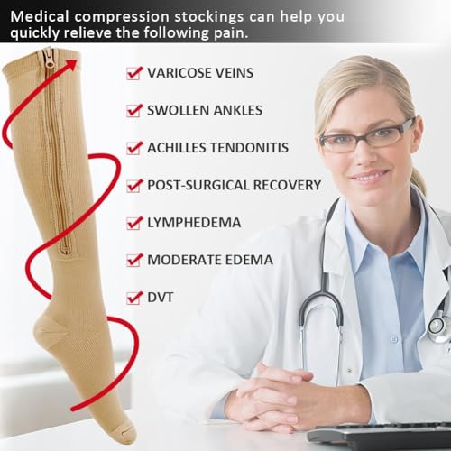 Image of Ailaka Medical 15-20 mmHg Zipper Compression Socks Women Men