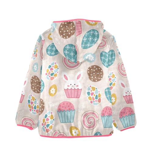 OTVEE Easter Cupcake Rabbit Eggs Kids Hoodie Jacket Fall Spring Full Zip Warm Outwear Coat2
