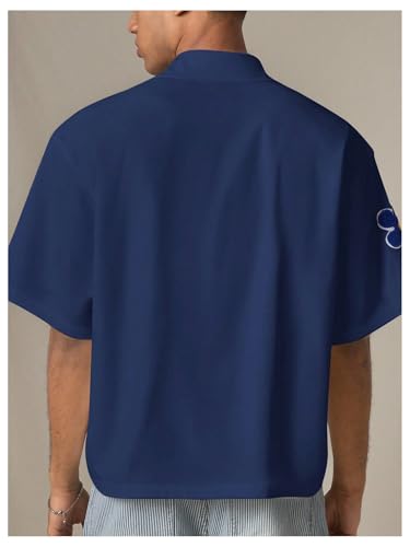 SHENHE Men's Oversized Short Sleeve Button Down Floral Shirt Collared Summer Streetwear Top2