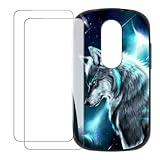 UOGNADGD Kompatibel mit Unihertz Jelly 2E Mini Bunte Personalisierte Hülle mit 2 Glasschutzfolie-Schutzfolien – Stoßfest & Kratzfest (Wolf 3)