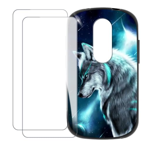 UOGNADGD Kompatibel mit Unihertz Jelly 2E Mini Bunte Personalisierte Hülle mit 2 Glasschutzfolie-Schutzfolien – Stoßfest & Kratzfest (Wolf 3)