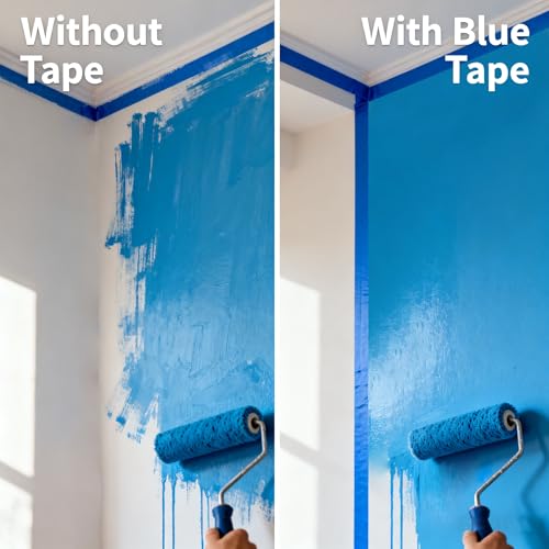 Image of 4 Rolls Premium Painters Tape, Blue Tape, Masking Tape, (88yd=4Rolls*0.71in*22yd),Decoration Labeling No Residue, Easy Removal，Paint Tape for Multi-Purpose, Painting, Painter's, DIY Crafts Arts