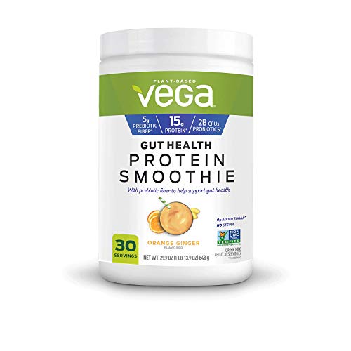 Vega Gut Health Protein Smoothie Orange Ginger Flavored Drink Mix Net Wt 29.9 Ounce