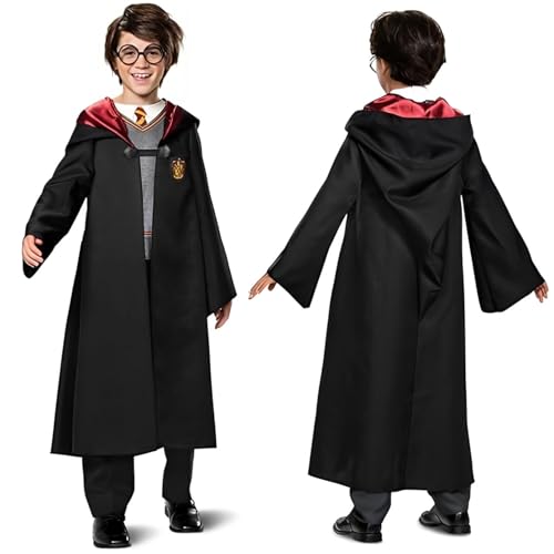 Image of WANNA PARTY WP Polyester Harry The Magician Costume Combo Including Robe, Magic Wand,Tie, Scarf & Glasses For Kids 8-10 Years - Size L, Brown