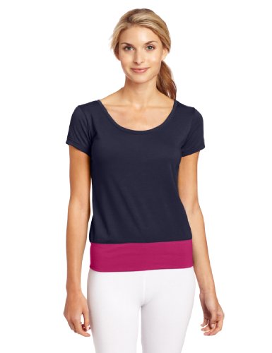 Zumba Fitness LLC-Camiseta Deportiva para Mujer con scollatura Redonda, Talla L, Color añil Azul BLU - Viola Talla:Medium