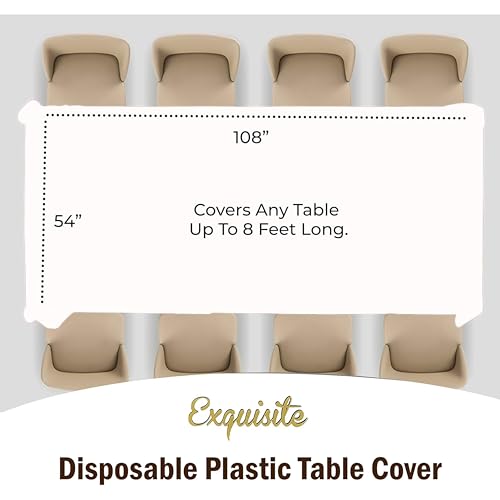 Image of Exquisite 6-Pack Plastic Tablecloth 54x108 Rectangle Value Pack Plastic Table Cover - White