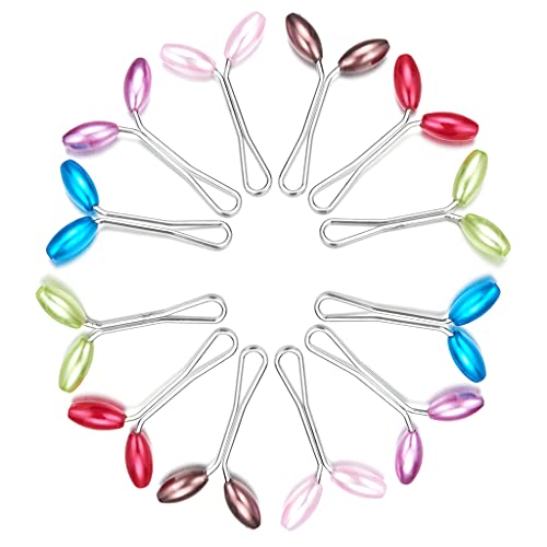 TOWARDSNAN 12 piezas multicolor ovaladas de perlas hiyab bufanda metal U clips bufanda bufanda chal chal étnico abaya safey broche pin bufanda chal