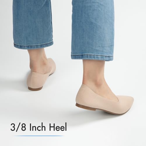 ATHMILE Pointed Toe Flats for Women Dressy Bronze Work Shoes Business Casul Knit Ballet Flats Slip on Office Ladies Comforttable Dress4
