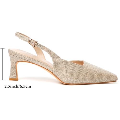 Image of Mostrin Kitten Heels for Women Slingback Pointed Closed Toe Heels Women's Pumps Shoes for Wedding, Party, Commuting