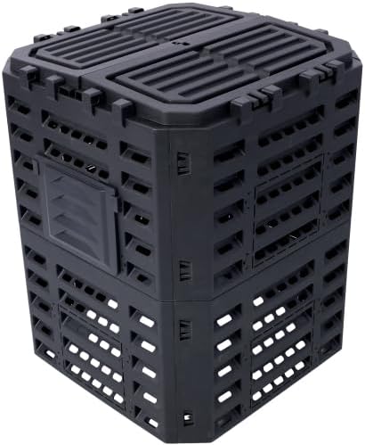 LuckyNote Garden Composter Bin Made from Recycled Plastic Large Compost Bin - Create Fertile Soil with Easy Assembly, Lightweight, Aerating Outdoor Compost Box (– 90 Gallons (340Liter))