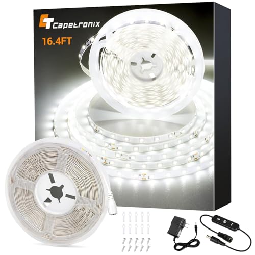 CT CAPETRONIX White LED Strip Light, 16.4 Feet...